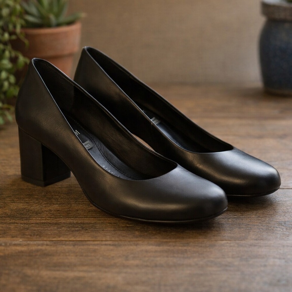 ROCKPORT ADIPRENE Black Block Heel Pumps 8.5M Comfort